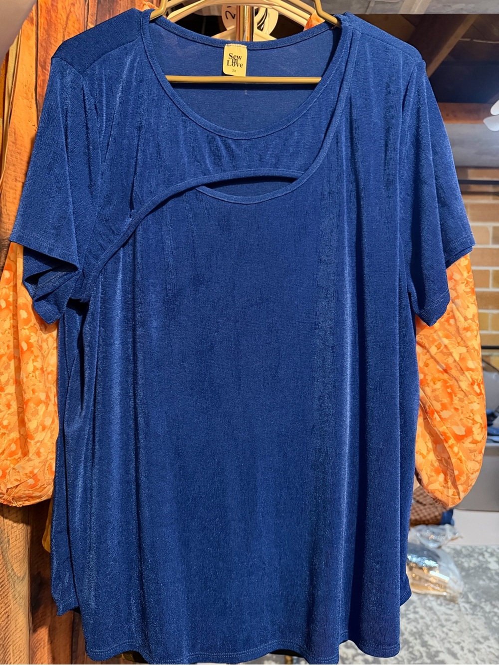 Sew In Love Royal Blue Short Sleeve Cutout Top Plus Size 2X